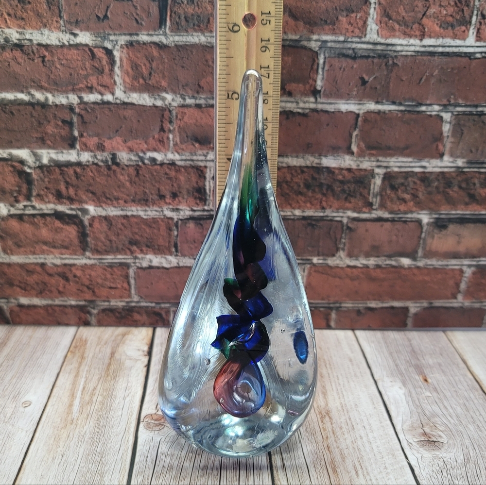 Original Adam Jablonski Signed Glass Sculpture Multi Colored Swirl Paperweight - Picture 7 of 10